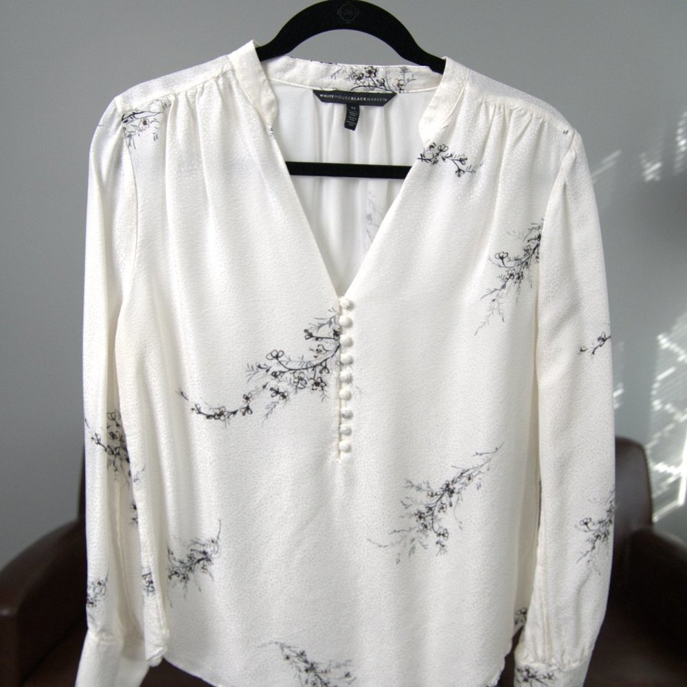 WHBM long sleeve floral blouse